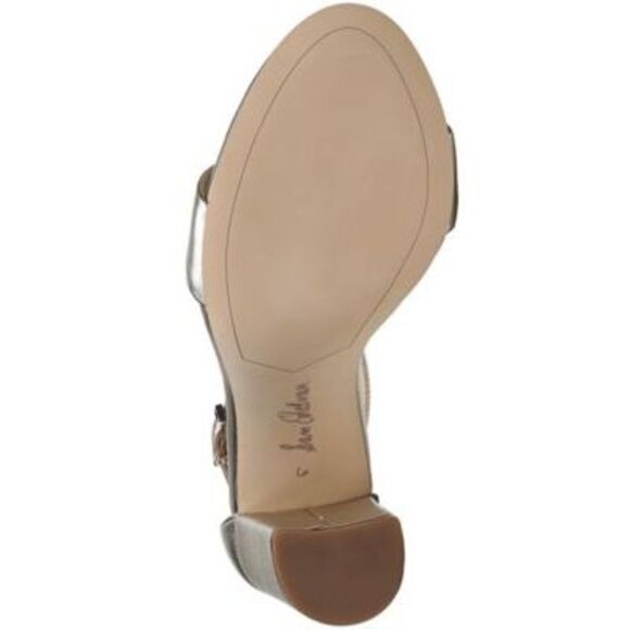 NWT SAM EDELMAN Womens Silver Yaro Almond Leather Heeled Sandal 5.5 M - Picture 4 of 5